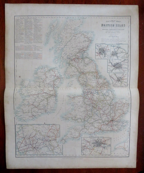 British Isles Railways Ireland England Scotland Wales c. 1855-60 Fullarton map