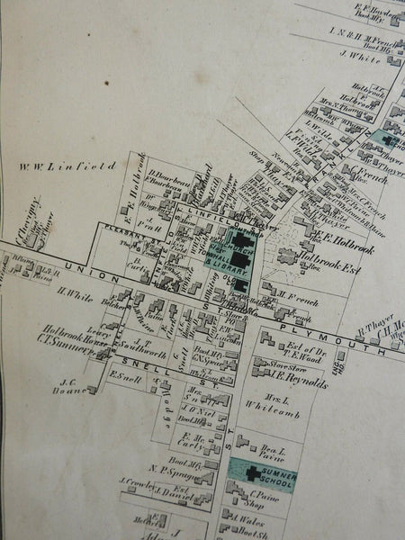 Holbrook Norfolk County City Plan1876 Barnstable county detailed downtown map