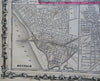 New York State Oswego Buffalo Albany Rochester 1863 Johnson & Ward Scarce Map