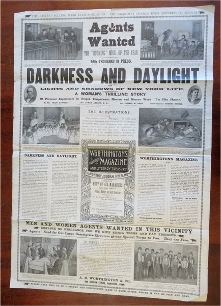 Darkness and Daylight: A Woman's Life in New York 1889 agent seeking broadside