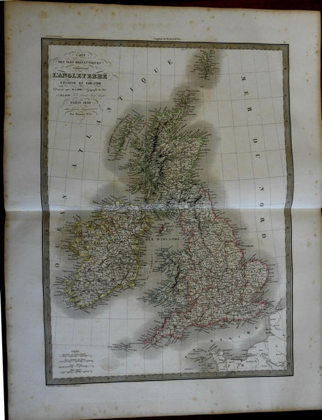 British Isles United Kingdom England Scotland Ireland 1829 Lapie large folio map