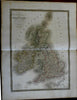 British Isles United Kingdom England Scotland Ireland 1829 Lapie large folio map