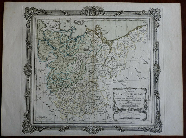 Upper & Lower Saxony Holy Roman Empire Germany Berlin Bremen 1766 Desnos map