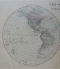 World Map in Double Hemispheres 1889-93 Bradley folio hand color detail map