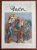 Puck covers Political Cartoons Keppler art 1891- 1911 Lot x 10 old color prints