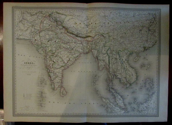 India Southeast Asia Anam Siam Hindostan Indo China Pegu 1858 huge Dufour map