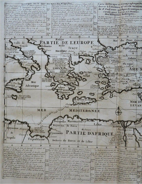 Travels of St. Paul Eastern Mediterranean Anatolia Holy Land 1720 Chatelain map