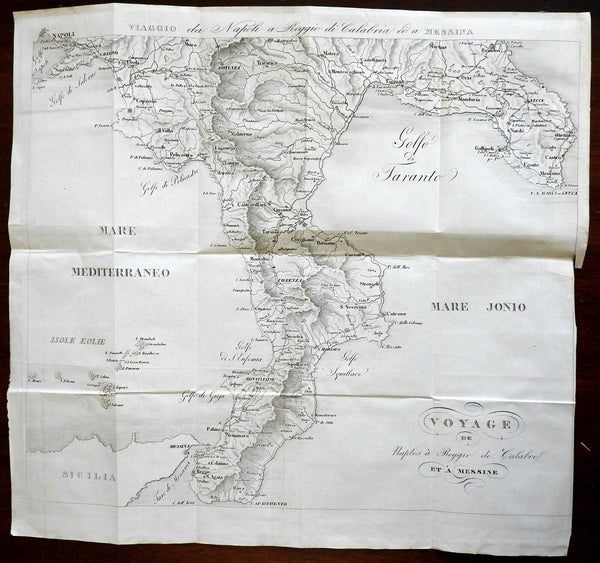 Southern Italy Calabria Naples Reggio Calabria Messina 1842 scarce Italian map