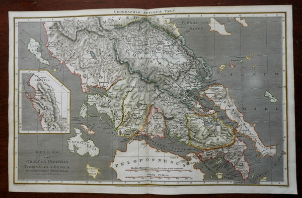 Ancient Greece Hellas Epirus Roman Empire Athens Corinth 1807 Longman map