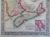 Canadian Maritimes New Brunswick Nova Scotia Newfoundland 1863 Mitchell map