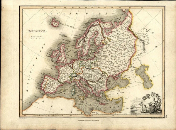 Europe Europa Austria-Hungary Germany Spain 1819 antique Wyld Hewitt Thomson map