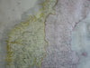 Sweden & Norway Scandinavia c. 1850 Philip large detailed map