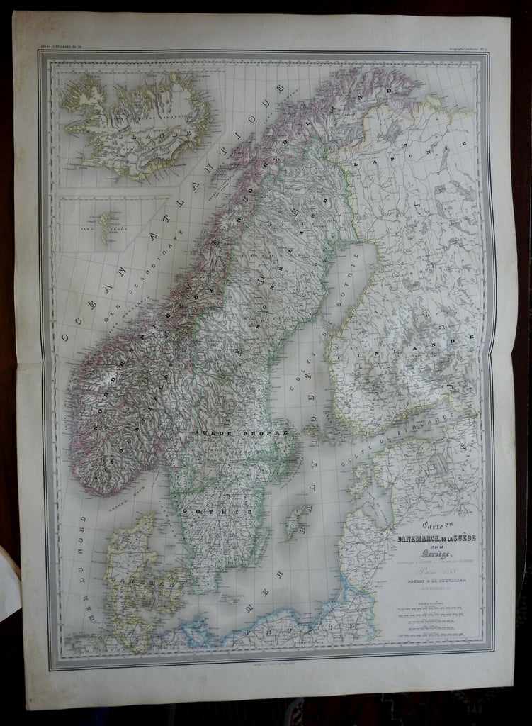 Scandinavia Denmark Sweden Norway Iceland Faroe Islands 1855 DuFour Folio map