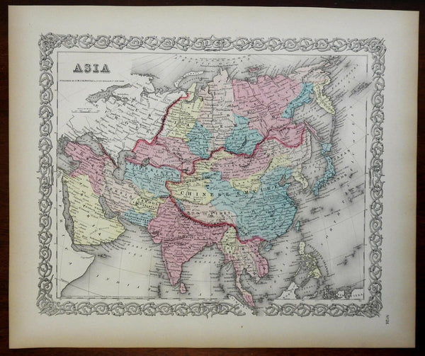 Asia Japan Korea Qing Empire British Raj Russia Persia Iran 1856 J.H. Colton map