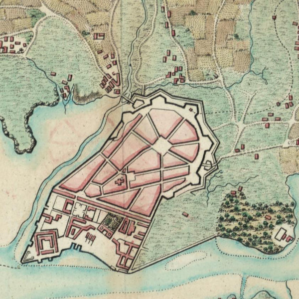 La ville l'Orient coast France East India Company Miniature 1762 Bonne old map