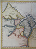 Isle de Cayenne French Guyana South America 1753 Bellin engraved hand color map