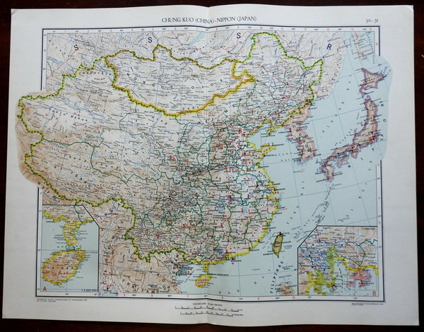 China Japan Korea Hainan Hong Kong 1950's Catholicism Religious Vintage Map