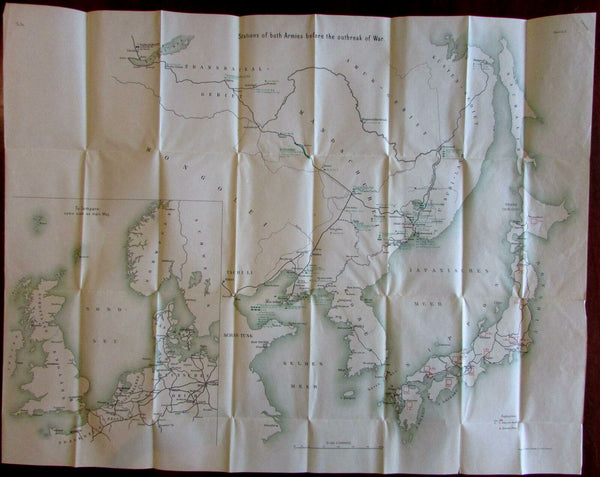 Korea China Port Arthur Japan 1908 Russo-Japanese large detailed scarce map