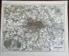 London and Surrounds 1849 detailed city plan Thames River Isle of Dogs Hyde Park