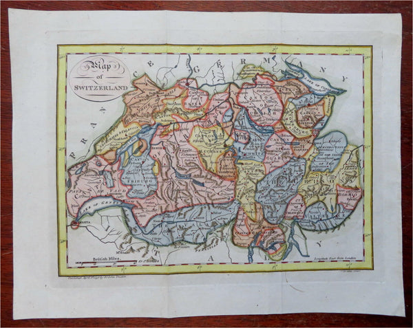 Switzerland Geneva Zurich Bern Basel Lausanne 1796 Neele engraved map