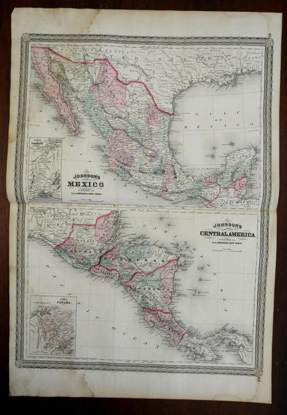 Mexico & Central America Guatemala Nicaragua Panama 1866-79 A.J. Johnson map