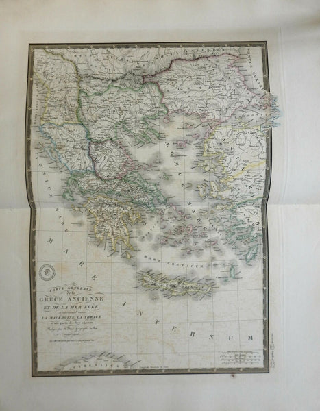 Ancient Greece Macedonia Athens Sparta 1829 Brue large detailed map hand color