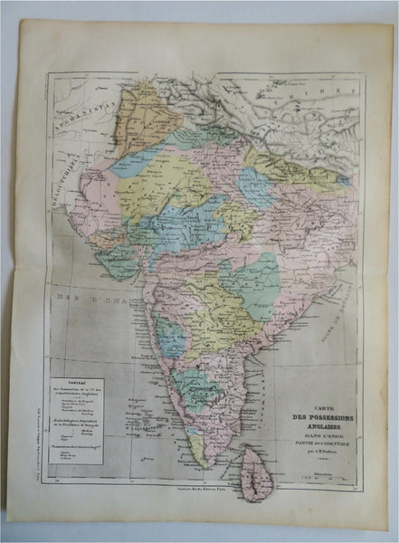 British Raj India Calcutta Madras Goa Delhi Colonialism 1855 Dufour map