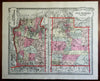 Washington & Utah U.S. Territories Seattle Salt Lake City 1885 Tunison map