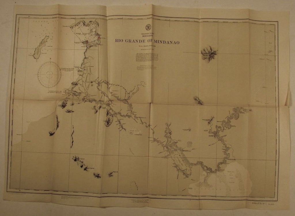 Philippines Harbor nautical Chart 1900 Rio Grande Mindanao Spanish 1888 survey
