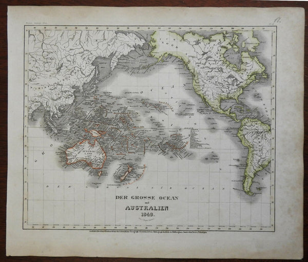 Pacific Ocean Australia New Zealand Polynesia Japan Indonesia 1850 Radefeld map