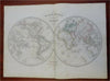 World Map in Double Hemispheres 1846 Delamarche engraved map