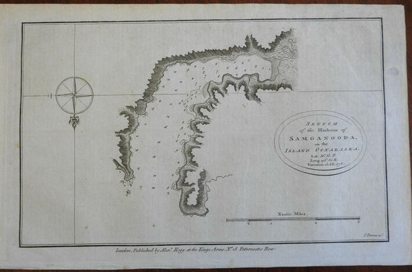 Harbor Chart Unalaska Island Aleutian Islands c. 1785 Bowen engraved survey