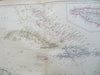 West Indies Caribbean Sea Cuba Jamaica Puerto Rico Bahamas 1860 Lowry large map