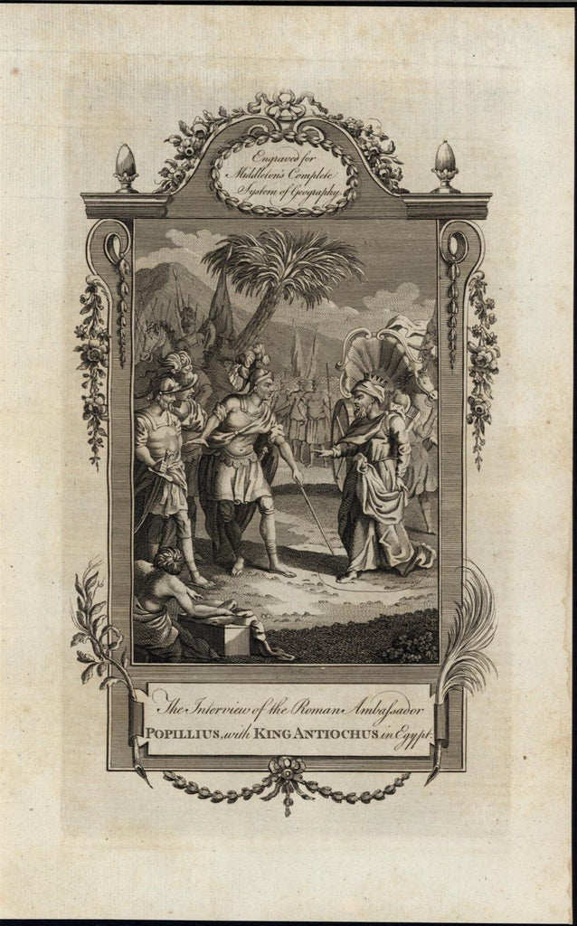 Interview with Roman Ambassador King Antiochus Egypt 1778 antique engraved print