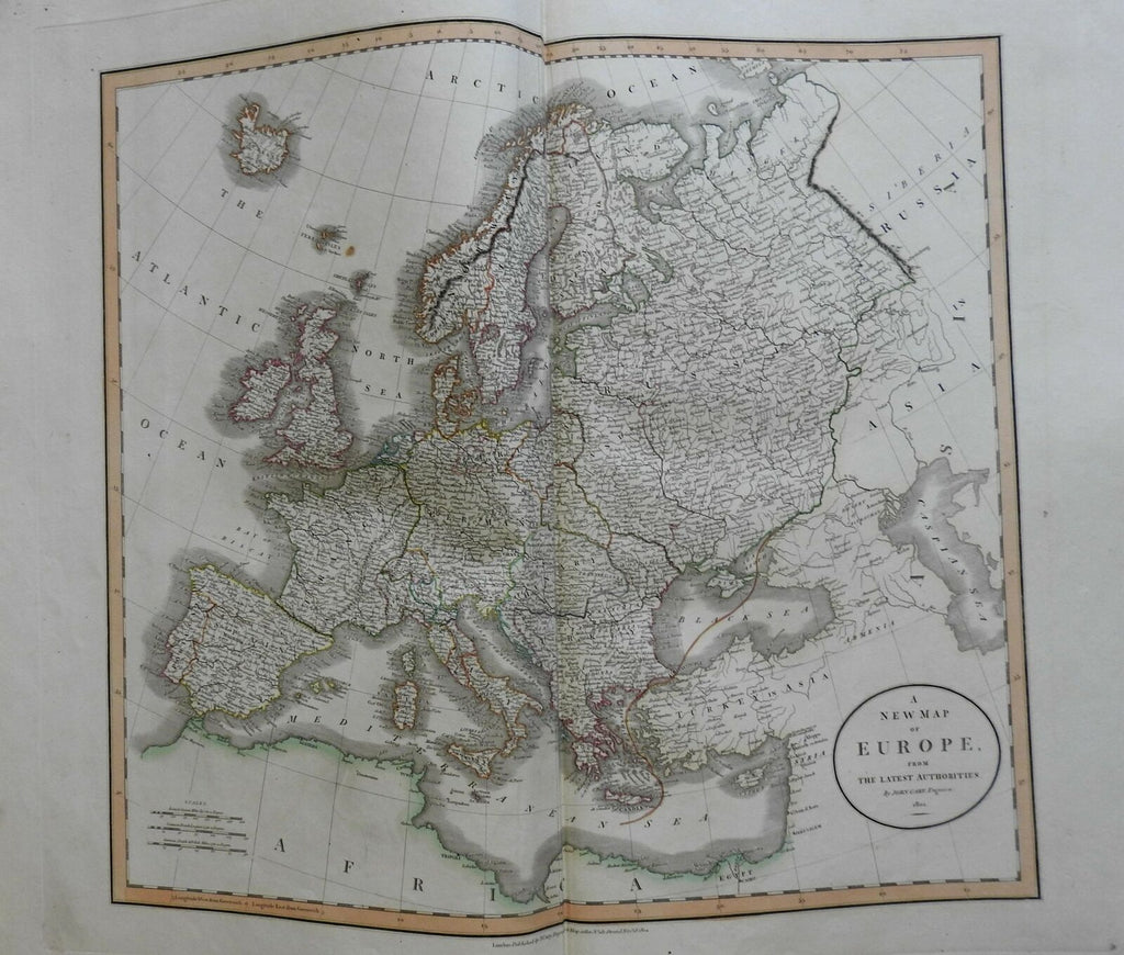 Europe British Isles Revolutionary France Holy Roman Empire 1802 Cary folio map