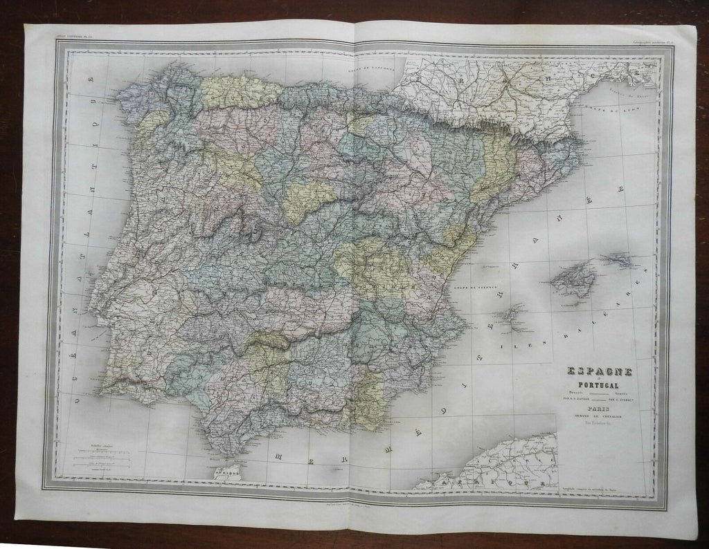 Iberian Spain & Portugal Madrid Lisbon Seville 1863 Dufour & Dyonnet folio map