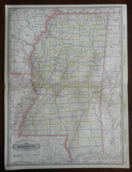 Mississippi State Map Jackson Tupelo Biloxi Gulfport South Haven 1888 Cram map