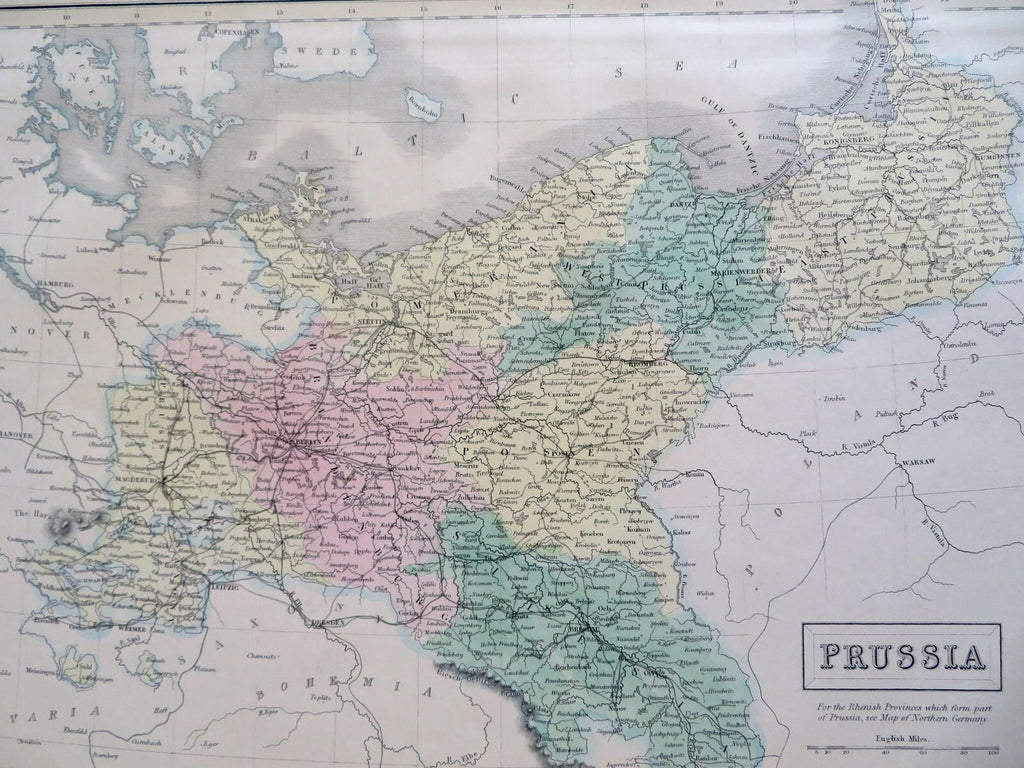 Kingdom of Prussia German Confederation Saxony Posen Silesia 1853 Hall map