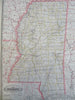 Mississippi state unfinished RR 1887-90 Cram scarce large detailed map