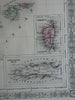 France Spain Portugal Balearic Islands 1862 Johnson & Ward map Scarce Issue