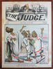 Judge Political Cartoons 1880's Lot x 8 scarce color prints America Britain