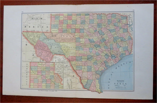 Texas State Map Western Counties El Paso 1886 Watson transitional map