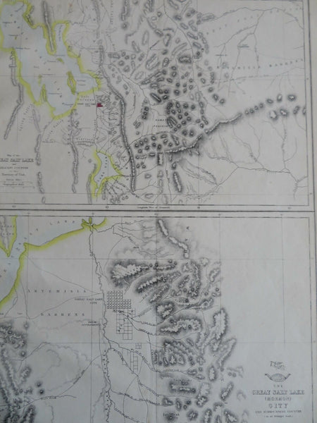 Mormon Settlement Salt Lake City Utah Territory c. 1856-72 Weller rare map