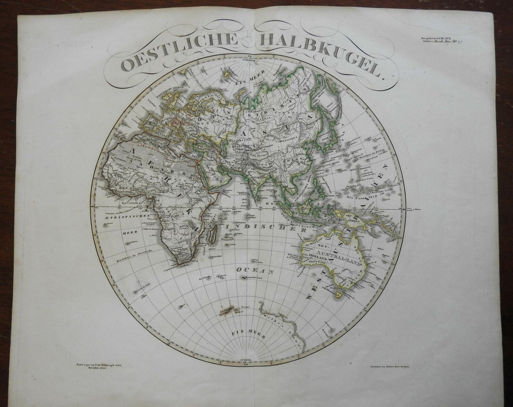Eastern Hemisphere Africa Europe Asia Australia 1845 Stulpnagel world map