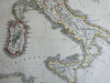 Italian States Lombardy Tuscany Papal States Sicily Sardinia 1846 scarce map