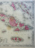 Caribbean Islands Cuba Puerto Rico Jamaica 1864 Johnson & Ward civil war era map