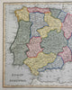 Spain & Portugal Iberia 1823 scarce Ellis map w/ lovely original hand color