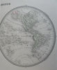 World Map in Double Hemispheres 1861 Tardieu large hand color map