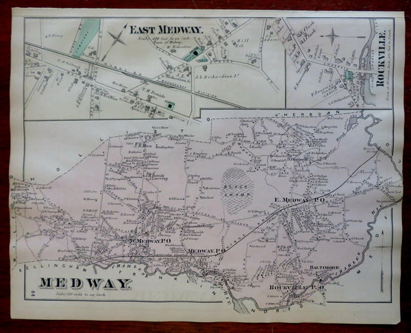 Medway Rockville East Medway Norfolk County Massachusetts 1871 detailed map