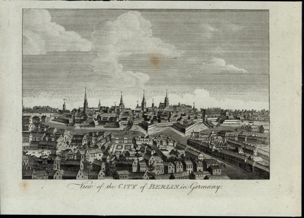 Berlin Germany Churches Steeples Houses fine ca. 1790 antique panoramic view